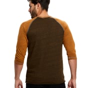 Back view of Unisex 5.2 Oz. 3/4-Sleeve Triblend Over-Dyed Raglan