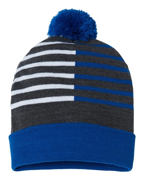 Front view of USA-Made Half Color Beanie