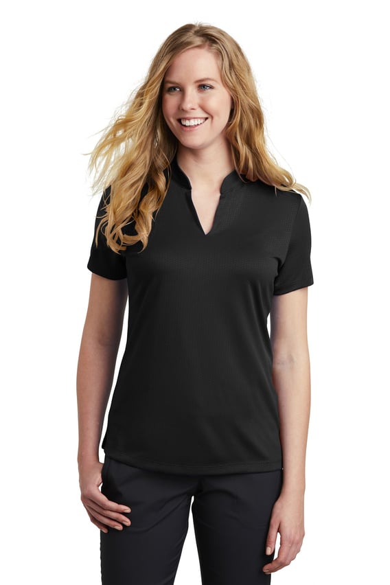 Front view of Ladies Dri-FIT Hex Textured V-Neck Top