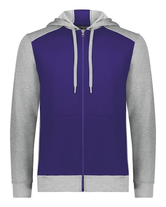 Front view of Eco Revive™ Three-Season Triblend Fleece Full-Zip Hooded Sweatshirt