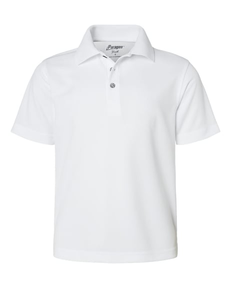 Front view of Youth Saratoga Performance Mini Mesh Polo