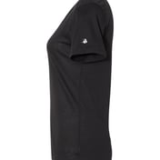 Side view of Women’s Triblend Performance V-Neck Short Sleeve T-Shirt