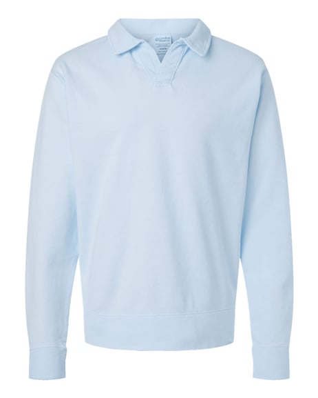Front view of Garment-Dyed Polo Collar Sweatshirt