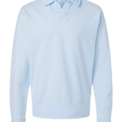 Front view of Garment-Dyed Polo Collar Sweatshirt