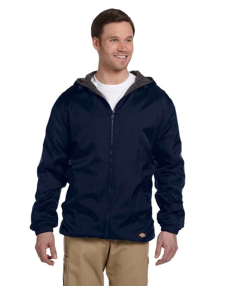 Front view of Fleece Lined Nylon Hooded Jacket