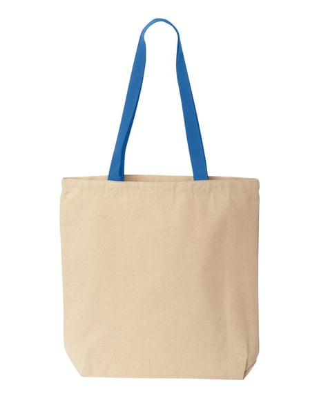 Front view of Natural Tote With Contrast-Color Handles