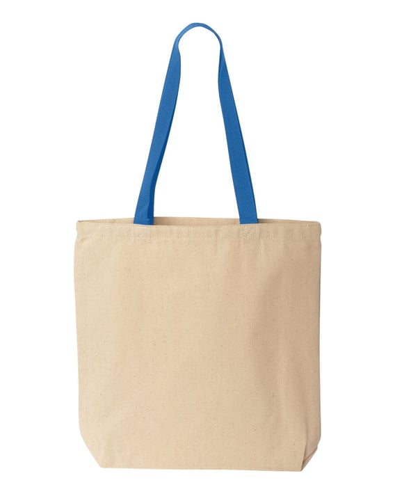 Front view of Natural Tote With Contrast-Color Handles