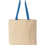 Front view of Natural Tote With Contrast-Color Handles