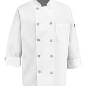 Front view of 100% Polyester Ten Pearl Button Chef Coat
