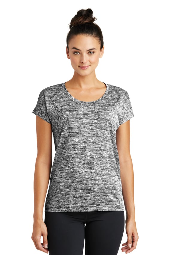 Front view of Ladies PosiCharge® Electric Heather Sporty Tee