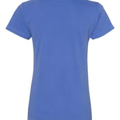 Back view of Garment-Dyed Women’s Midweight V-Neck T-Shirt
