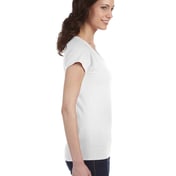 Side view of Ladies’ SoftStyle® Fitted V-Neck T-Shirt