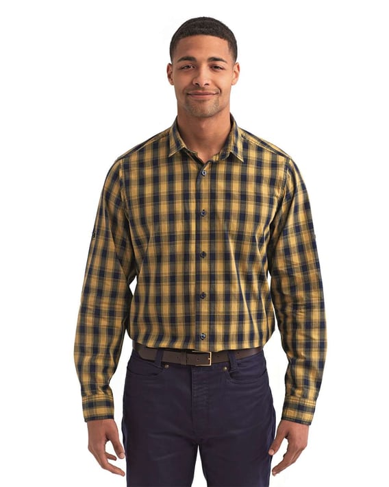 Front view of Mulligan Check Long-Sleeve Cotton Shirt