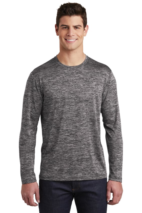 Front view of PosiCharge ® Long Sleeve Electric Heather Tee