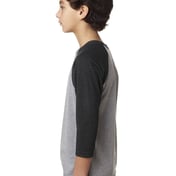 Side view of Youth CVC 3/4-Sleeve Raglan