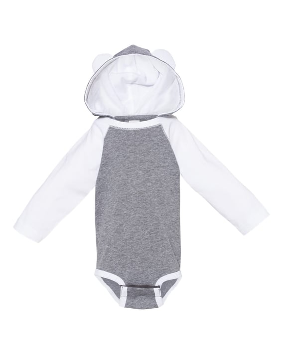 Front view of Fine Jersey Infant Character Hooded Long Sleeve Bodysuit With Ears