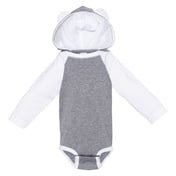 Front view of Fine Jersey Infant Character Hooded Long Sleeve Bodysuit With Ears