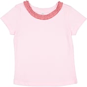 Front view of Toddler Girls’ Ruffle Neck T-Shirt