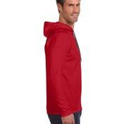 Side view of Adult Lightweight Long-Sleeve Hooded T-Shirt