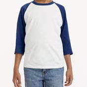 Front view of Youth Heavy Cotton™ 3/4-Raglan Sleeve T-Shirt