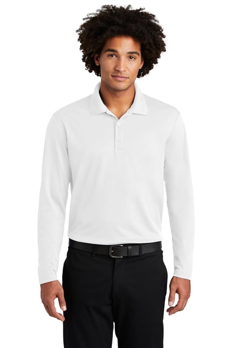 Front view of PosiCharge &reg; RacerMesh &reg; Long Sleeve Polo
