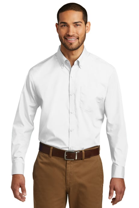 Front view of Tall Long Sleeve Carefree Poplin Shirt