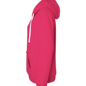 Side view of Women’s Sueded V-Neck Hooded Sweatshirt