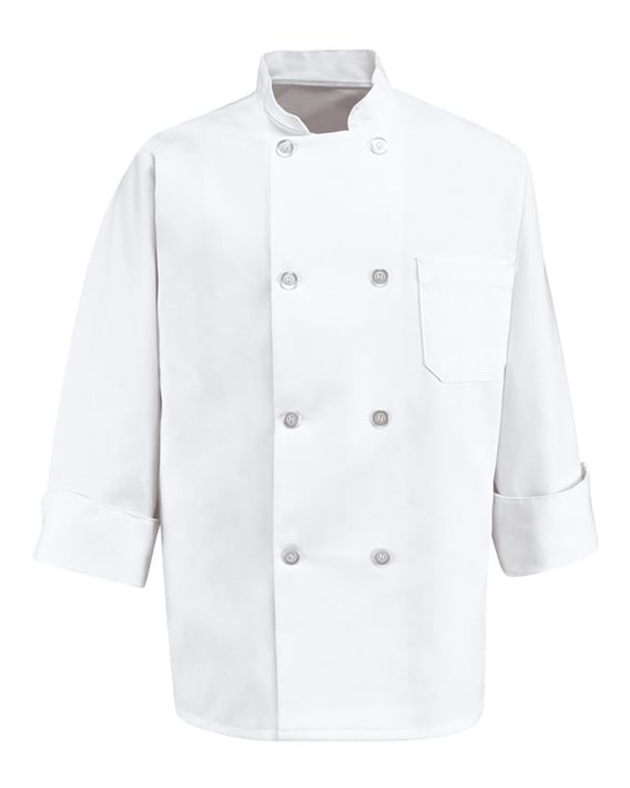 Front view of Eight Pearl Button Chef Coat – Tall Sizes