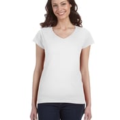 Front view of Ladies’ SoftStyle® Fitted V-Neck T-Shirt