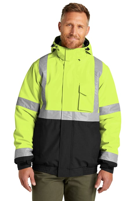 Front view of ANSI 107 Class 3 Economy Waterproof Insulated Bomber Jacket