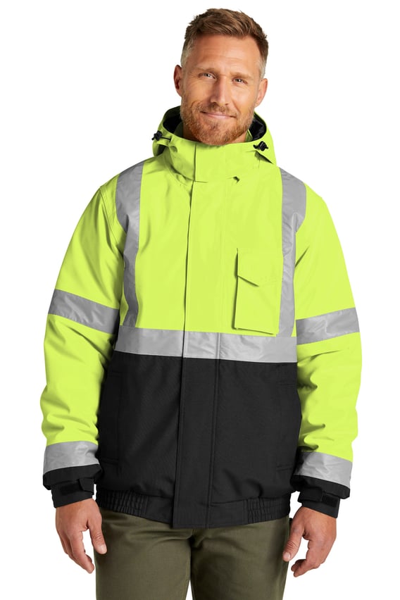 Front view of ANSI 107 Class 3 Economy Waterproof Insulated Bomber Jacket