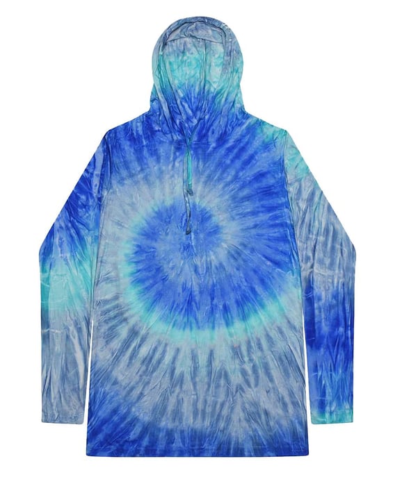 Front view of Tie-Dyed Hooded Long Sleeve T-Shirt