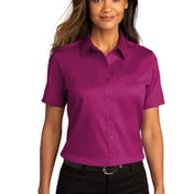 Front view of Ladies Short Sleeve SuperPro React Twill Shirt