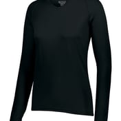 Side view of Women’s Attain Wicking Long Sleeve V-Neck T-Shirt