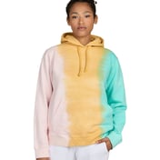 Front view of Unisex Made In USA Rainbow Tie-Dye Hooded Sweatshirt