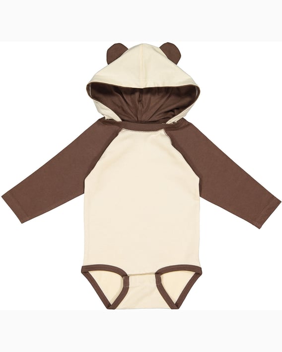 Front view of Infant Long Sleeve Fine Jersey Bodysuit With Ears
