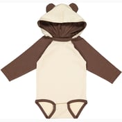 Front view of Infant Long Sleeve Fine Jersey Bodysuit With Ears