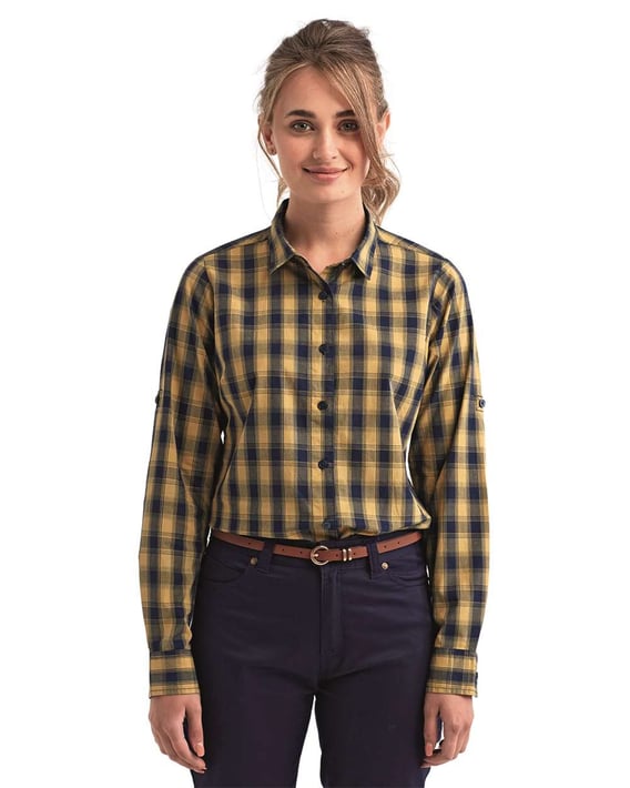 Front view of Women’s Mulligan Check Long Sleeve Cotton Dress Shirt