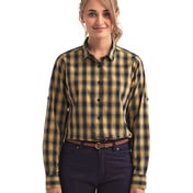 Front view of Women’s Mulligan Check Long Sleeve Cotton Dress Shirt
