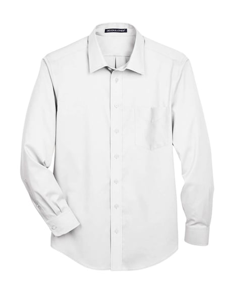 Front view of Crown Collection® Solid Stretch Twill Woven Dress Shirt