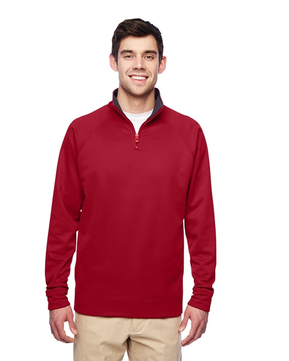 Front view of Adult 6 Oz. DRI-POWER® SPORT Quarter-Zip Cadet Collar Sweatshirt