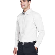 Side view of Crown Collection® Solid Stretch Twill Woven Dress Shirt