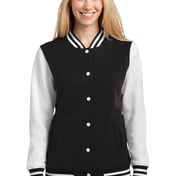 Front view of Ladies Fleece Letterman Jacket