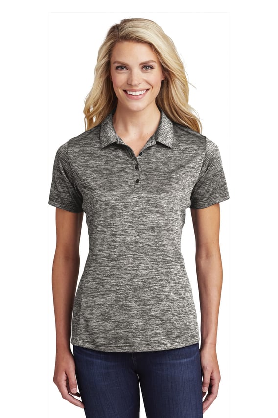 Front view of Ladies PosiCharge ® Electric Heather Polo