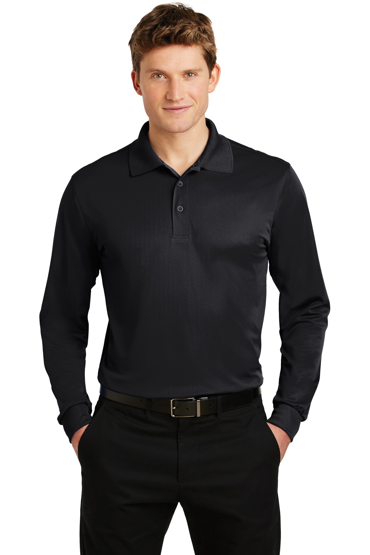 Front view of Long Sleeve Micropique Sport-Wick® Polo