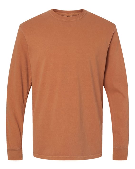 Front view of Garment-Dyed Heavyweight Long Sleeve T-Shirt
