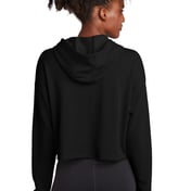 Back view of Ladies PosiCharge ® Tri-Blend Wicking Fleece Crop Hooded Pullover