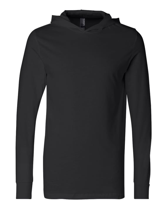 Front view of Jersey Hooded Long Sleeve Tee