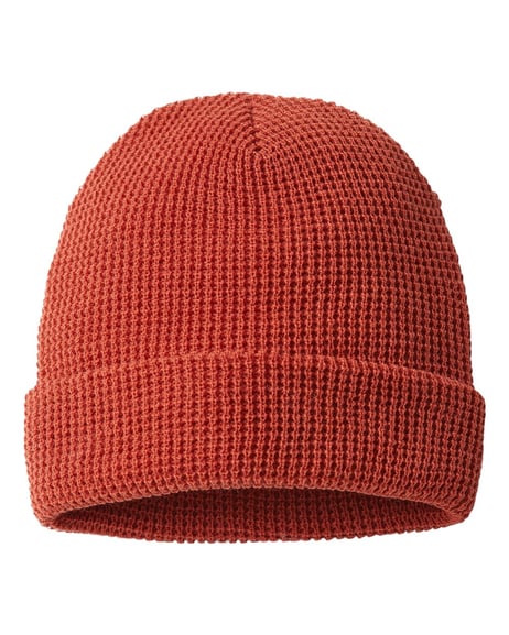 Front view of Waffle Cuffed Beanie