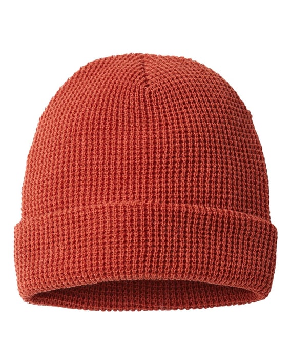 Front view of Waffle Cuffed Beanie
